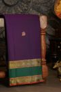 Kancheepuram Silk Purple Saree With Floral Brocade Pallu