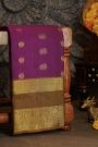 Kancheepuram Silk Purple Saree With Peacocks And Elephant Body Gap Border