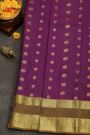 Kancheepuram Silk Purple Saree With Peacocks And Elephant Body Gap Border