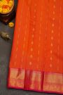 Kancheepuram Silk Orange Saree With Floral Brocade Pallu