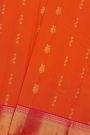 Kancheepuram Silk Orange Saree With Floral Brocade Pallu
