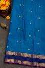 Kancheepuram Silk Royal Blue Saree With Floral Buttis Body Traditional Gap Border
