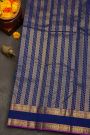 Kancheepuram Silk Royal Blue Saree With Floral Buttis Body Traditional Gap Border