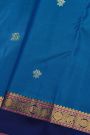 Kancheepuram Silk Royal Blue Saree With Floral Buttis Body Traditional Gap Border