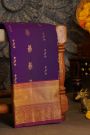 Kancheepuram Silk Purple Saree With Elephants And Peacocks Border