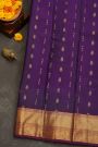 Kancheepuram Silk Purple Saree With Elephants And Peacocks Border
