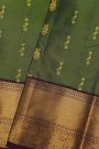 Kancheepuram Silk Mehendi Green Saree With Florals And Animals Border