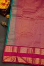 Kancheepuram Silk Rama Green Saree With Florals and Peacocks Border