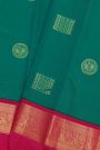 Kancheepuram Silk Rama Green Saree With Florals and Peacocks Border