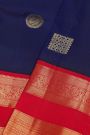 Kancheepuram Silk Royal Blue Saree With Florals And Peacocks Traditional Gap Border