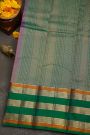Kancheepuram Silk Violet Saree With Zari Lines And Florals Gap Border