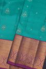 Kancheepuram Silk Sky Blue Saree With Florals And Leaves Border