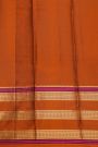 Kancheepuram Silk Bottle Green Saree With Zari Lines And Florals Gap Border