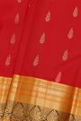 Kancheepuram Silk Red Saree With Florals And Peacocks Border