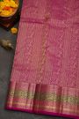 Kancheepuram Silk Rust Orange Saree With Florals And Leaves Jaal With Peacocks Border