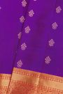 Kancheepuram Silk Royal Blue Saree With Florals And Leaves Jaal Border