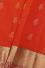 Kancheepuram Silk Red Saree With Florals And Leaves Jaal Border