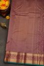 Kancheepuram Silk Rust Purple Saree With Florals And Leaves With Diamonds Border