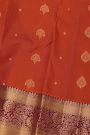 Kancheepuram Silk Rust Purple Saree With Florals And Leaves With Diamonds Border