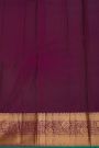 Kancheepuram Silk Rust Purple Saree With Florals And Leaves With Diamonds Border