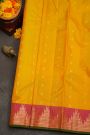 Kancheepuram Silk Yellow Saree With Florals In Traditional Border