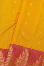 Kancheepuram Silk Yellow Saree With Florals In Traditional Border