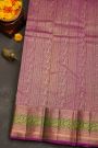 Kancheepuram Silk Bottle Green Saree With Florals And Leaves With Peacocks In Zari Border