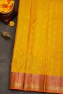 Kancheepuram Silk Yellow Saree With Florals And Leaves Jaal With Diamonds Border