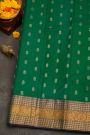 Kancheepuram Silk Green Saree With Floral Jaal With Buttis In Checks Border