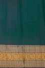 Kancheepuram Silk Green Saree With Floral Jaal With Buttis In Checks Border