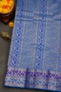 Kancheepuram Silk Navy Blue Saree With Florals And Leaves Jaal Border