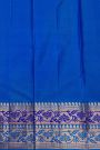 Kancheepuram Silk Navy Blue Saree With Florals And Leaves Jaal Border