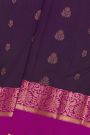 Kancheepuram Silk Violet Saree With Florals And Leaves With Diamonds Gap Border
