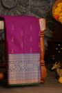 Kancheepuram Silk Purple Saree With Florals And Leaves Border