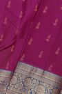 Kancheepuram Silk Purple Saree With Florals And Leaves Border