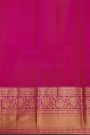 Kancheepuram Silk Peach Saree With Florals And Leaves With Cross Lines Border
