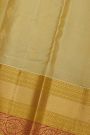 Kancheepuram Silk Cream Saree With Florals And Leaves With Diamonds Border
