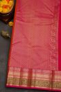 Kancheepuram Silk Peach Saree With Florals And Diamonds In Zari Border