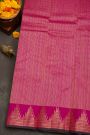 Kancheepuram Silk Peach Saree With Florals In Temples Border
