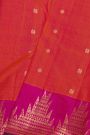 Kancheepuram Silk Peach Saree With Florals In Temples Border