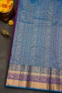 Kancheepuram Silk Purple Saree With Florals And Peacocks In Zari Border