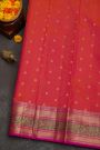 Kancheepuram Silk Peach Saree With Florals And Peacocks With Diamonds Border