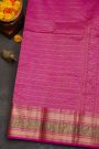 Kancheepuram Silk Peach Saree With Florals And Peacocks With Diamonds Border