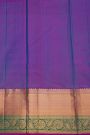 Kancheepuram Silk Peacock Green Saree With Florals And leaves In Cross Lines Border