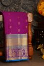 Kancheepuram Silk Purple Saree With Floral Brocade Pallu