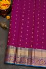 Kancheepuram Silk Purple Saree With Floral Brocade Pallu