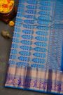 Kancheepuram Silk Peacock Green Saree With Floral Brocade Pallu