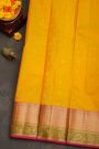 Kancheepuram Silk Mustard Saree With Floral Brocade Pallu