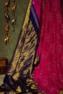 Bandhani Silk Magenta Saree