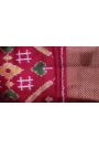 Ikat Silk Red Saree With Florals And Leaves Body